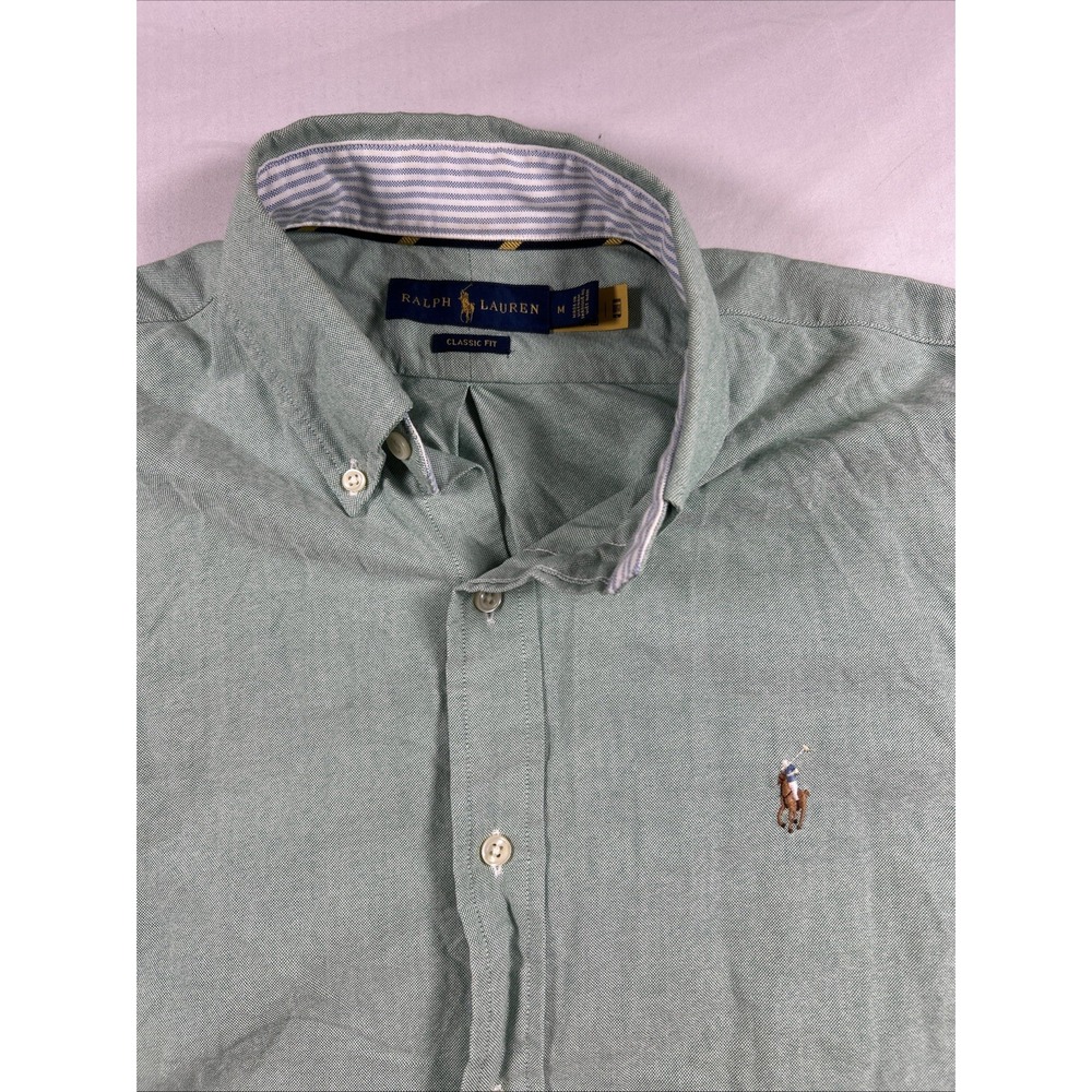 Polo Ralph Lauren Mens Medium Light Green Oxford Button Down Shirt Classic Fit